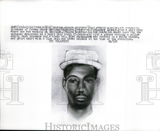 1970 Press Photo Lansing, Mich sketch of kidnap suspect who took Laurie Murning - Historic Images