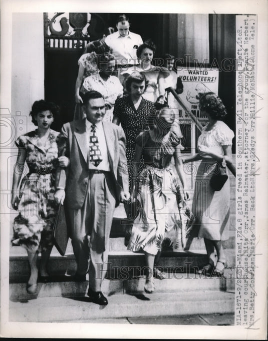 1950 Press Photo 8 girls freed in Southern Bell Phone Theft Rita Orr, - Historic Images