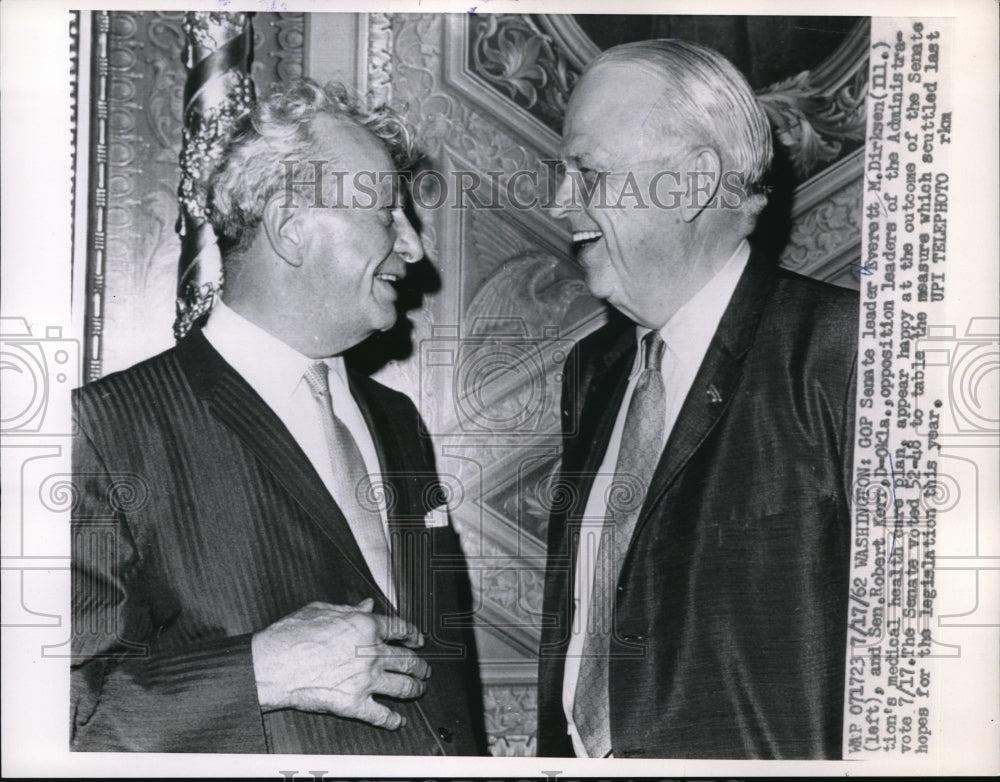 1962 Press Photo GOP Leader Everett Dirksen Robert Kerr Politicians - Historic Images