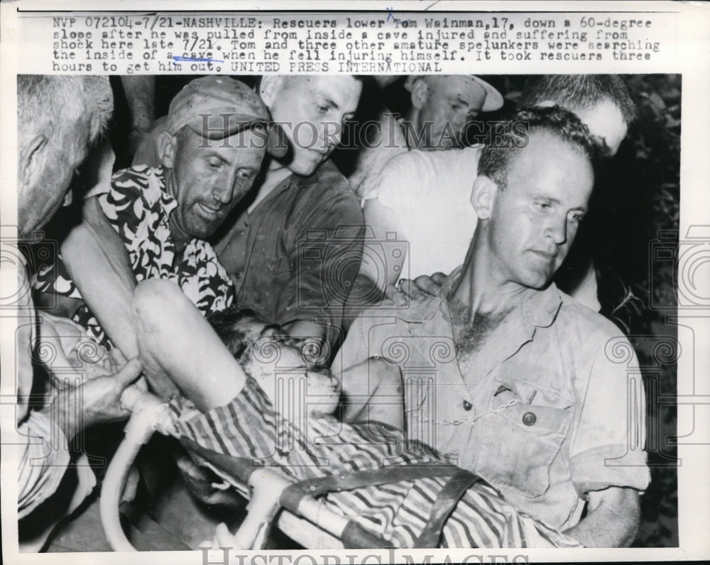 1959 Press Photo Nashville Tennessee Tom Wainman Cave Injury - Historic Images