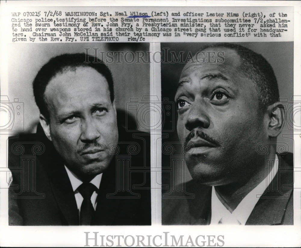 1968 Press Photo Sgt. Neal Wilson and Officer Lester Mims of the chicago police. - Historic Images