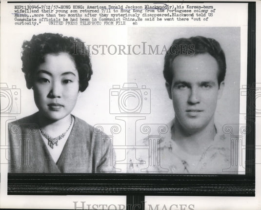 1957 Press Photo Donald Jackson Blackwood return to Hong Kong. - nec53025 - Historic Images
