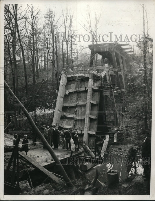 1932 Press Photo Wrecked bridge in Takoma Park that killed three men - Historic Images