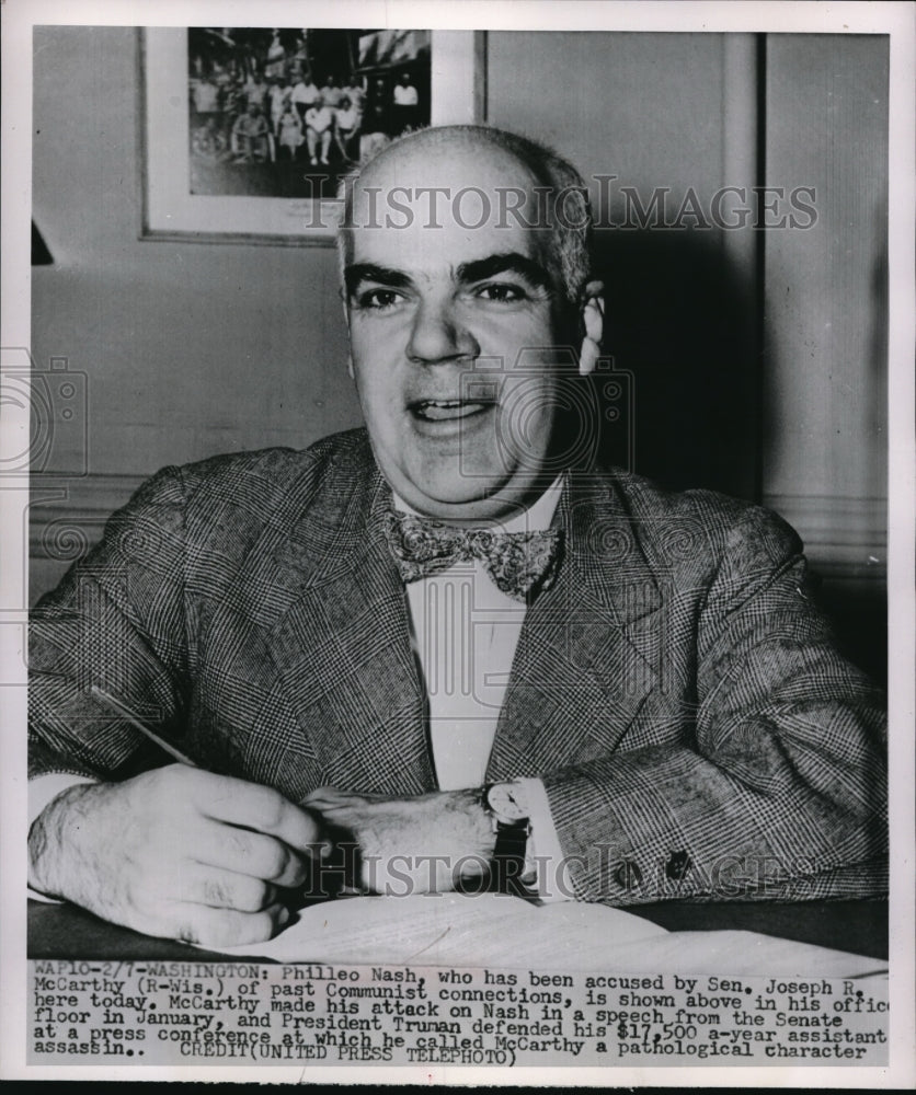 1952 Philleo Nash accused by Sen.McCarthy of Communist Connection. - Historic Images