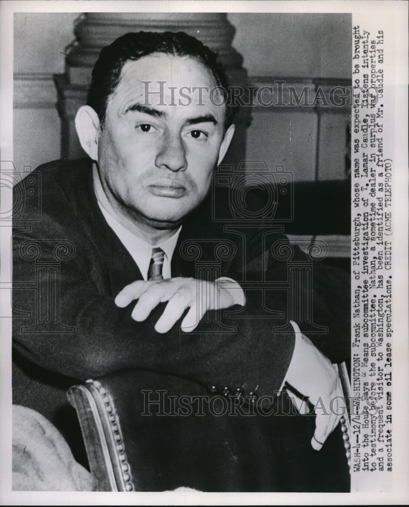 1951 Press Photo Frank Nathan of Pittsburgh dealer of surplus war properties. - Historic Images