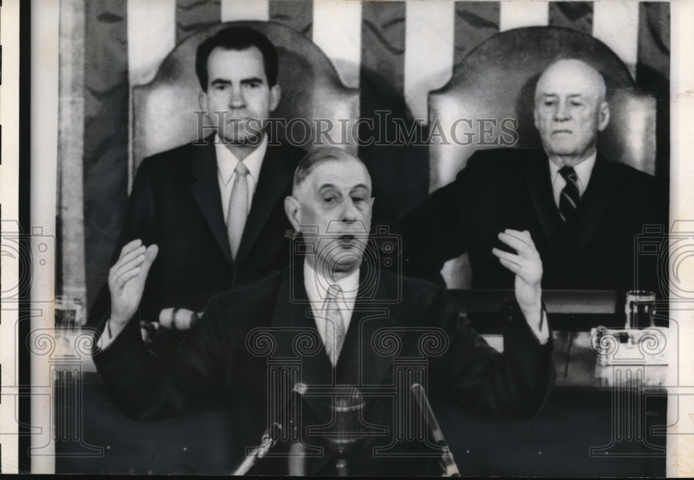 1960 Press Photo French President Charles de Gaulle Speaks to Congress - Historic Images