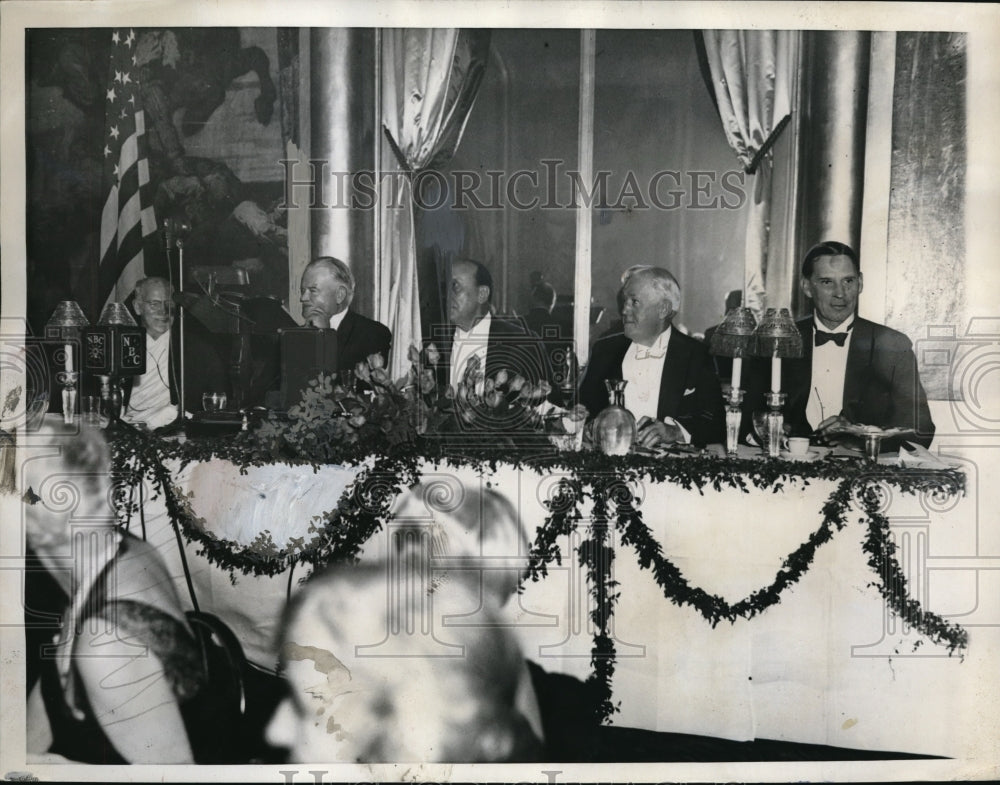 1935 Press Photo Dr Stephen Duggan, Herbert Hoover, Jackson Reynolds,John Davis - Historic Images