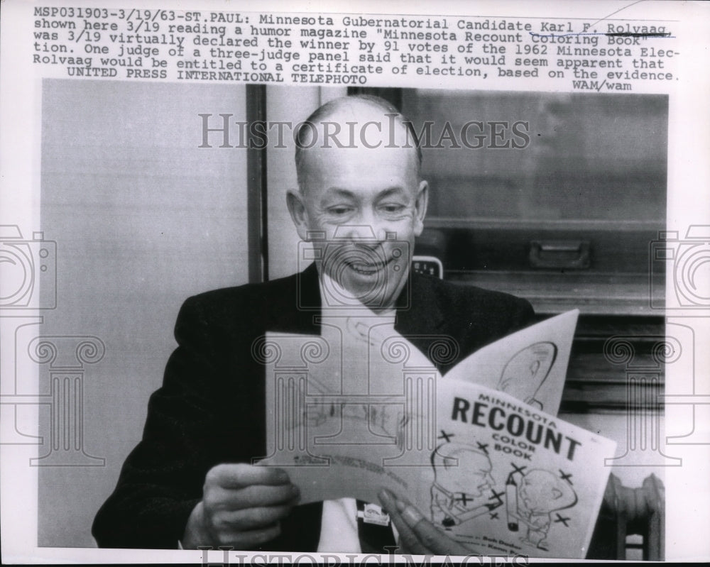 1963 Press Photo St Paul, Minn Gov candidate Paul F Rolvaag - Historic Images