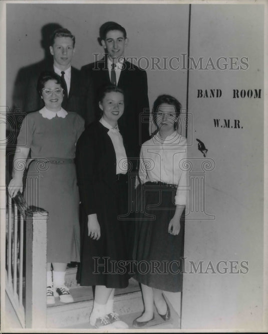 1957 Press Photo Cleveland HS band, A Rudolph, J White,P Rauer,J Ganz,D Bossart - Historic Images