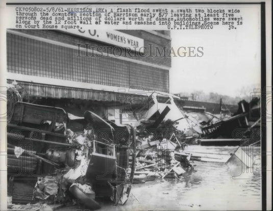 1961 Harrison, Ark flash flooding killed at least 3 people-Historic Images