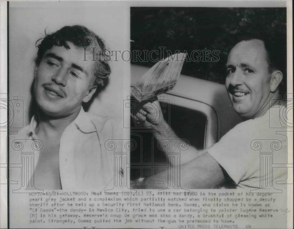 1952 Press Photo Hollywood, Cal. Paul Gomez in mug shot after holdup of bank - Historic Images