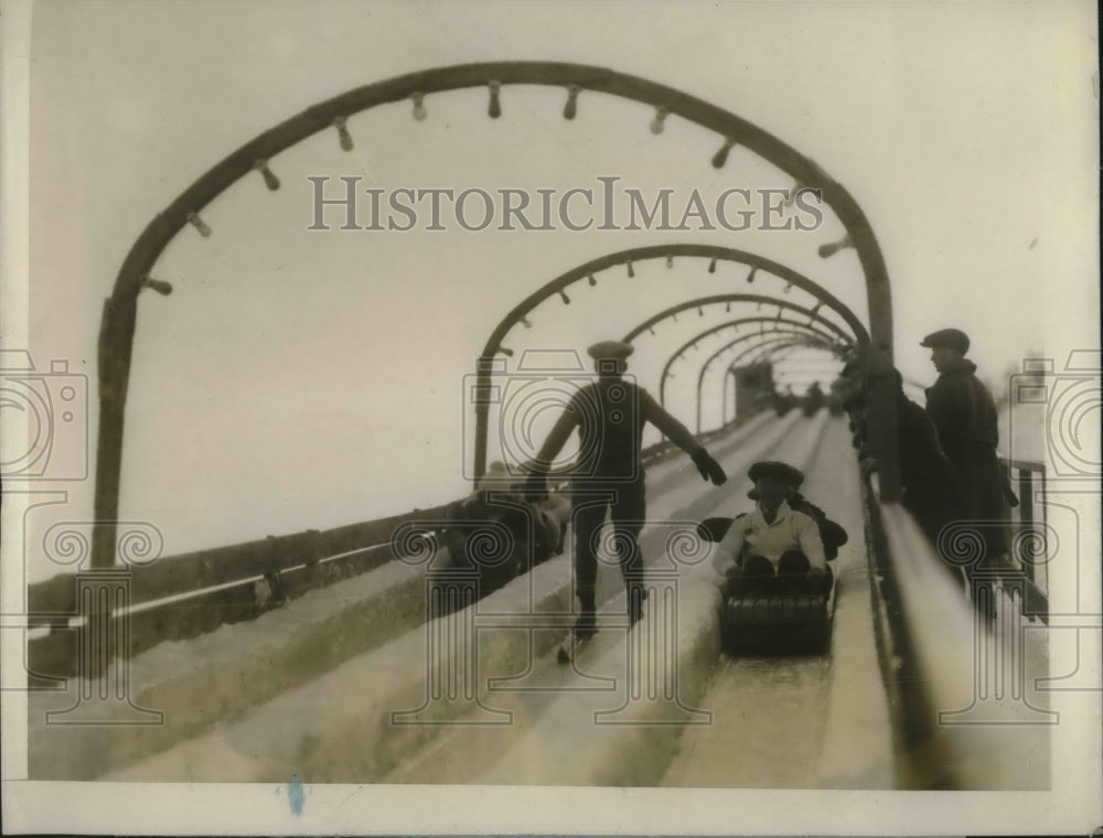 1927 Press Photo Ivand Nelson Champion Ski Jumper on Famous Tobaggon Path - Historic Images