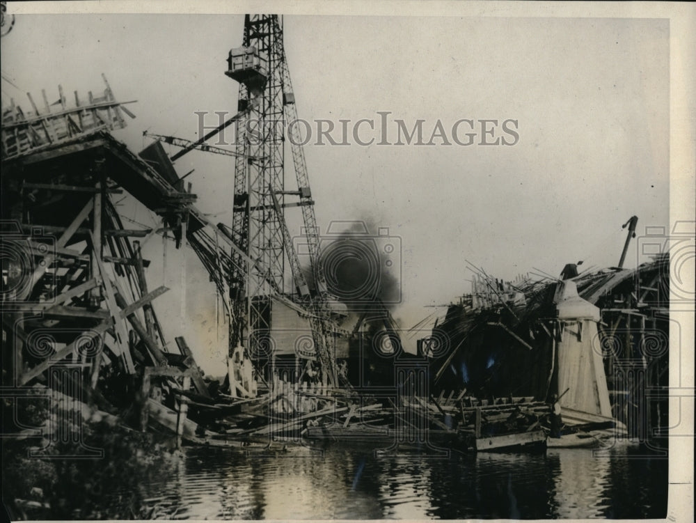 1932 Press Photo Wreckage Of Great Western Gateway Collapse In Schenactady - Historic Images