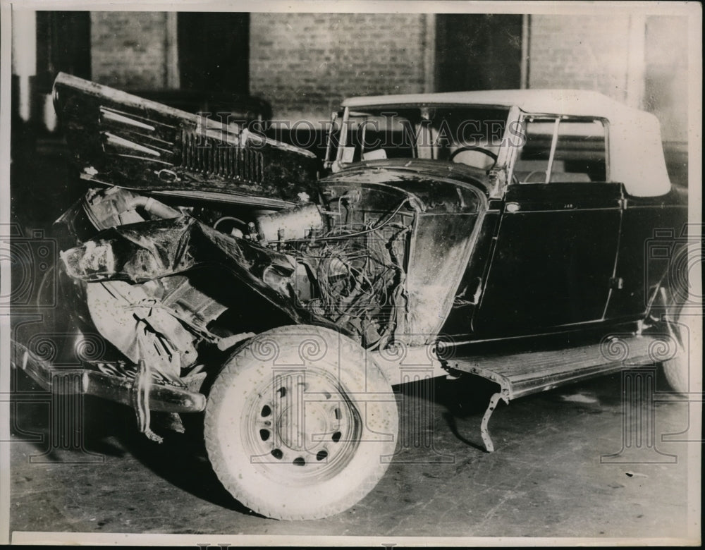 1935 Press Photo Wrecked Cars Of President Roosevelt Sons John And James - Historic Images