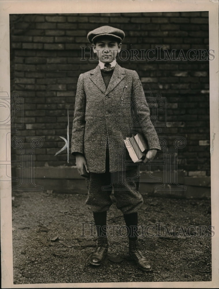 1919 Press Photo Jacob Shankman, 13, youngest student at Harvard University. - Historic Images