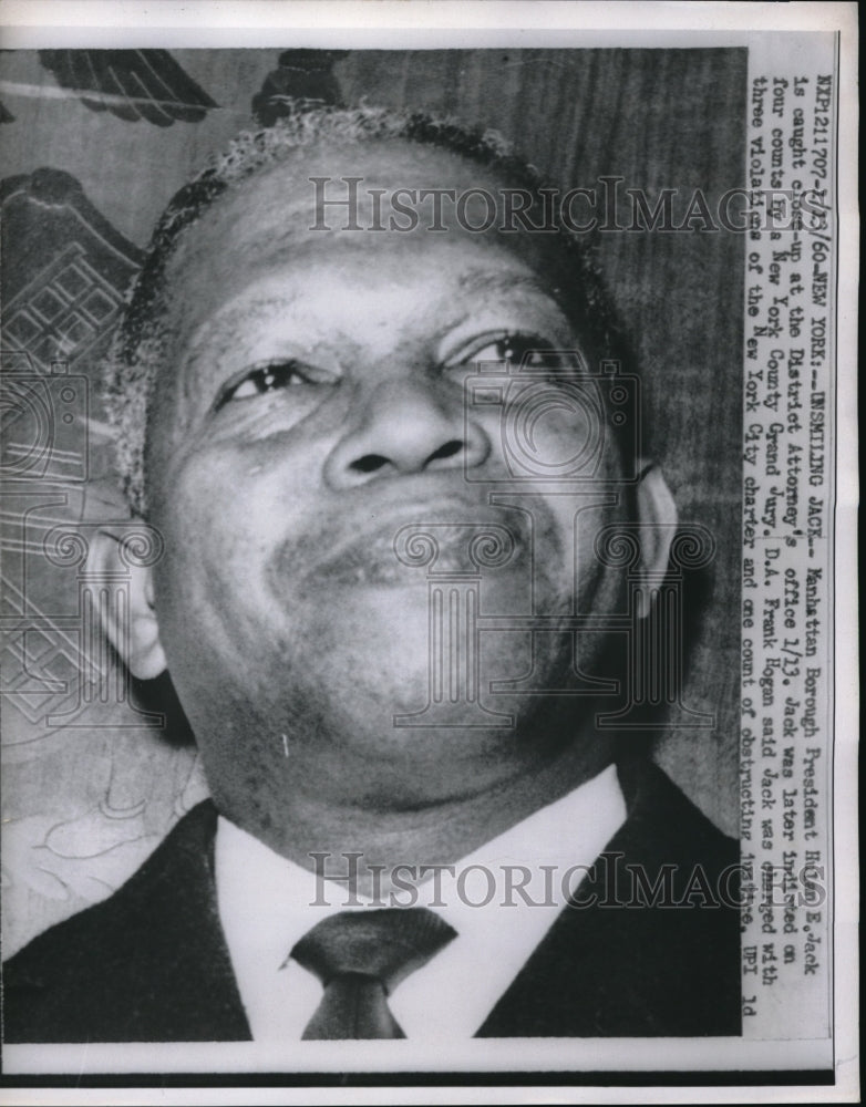 1960 Press Photo  Manhattan Borough President Hulan E. Jack at Dist. Atty.Office - Historic Images