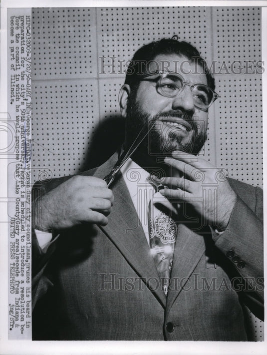 1956 George Ferhat Gary City Indiana Councilman Prunes His Beard - Historic Images