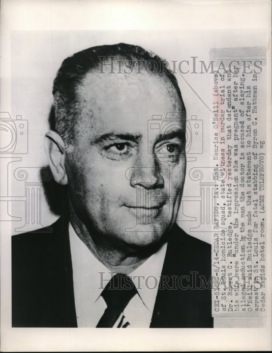 1949 Press Photo Det. Maurice O'Neill of St.Louis state witness in murder trial. - Historic Images