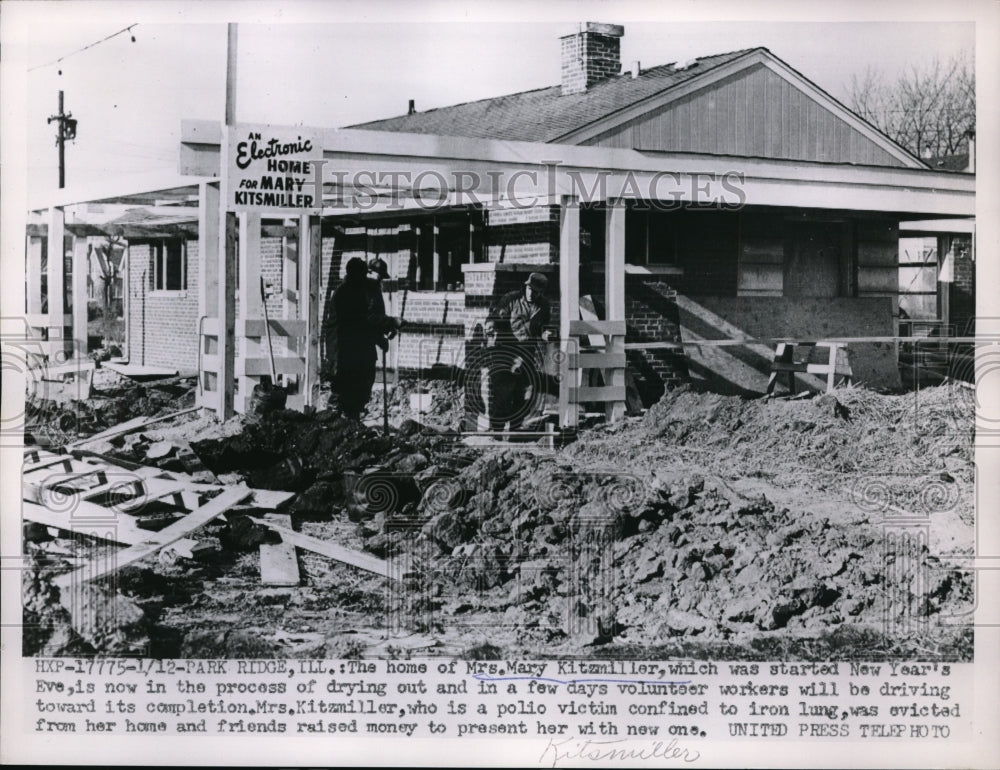 1953 Home of Mary Kitzmiller Polio Victim constructed by workers. - Historic Images