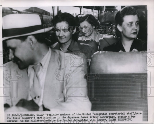 1951 Press Photo Women's  Soviet Delegation Staff in Japanese Treaty Conference. - Historic Images