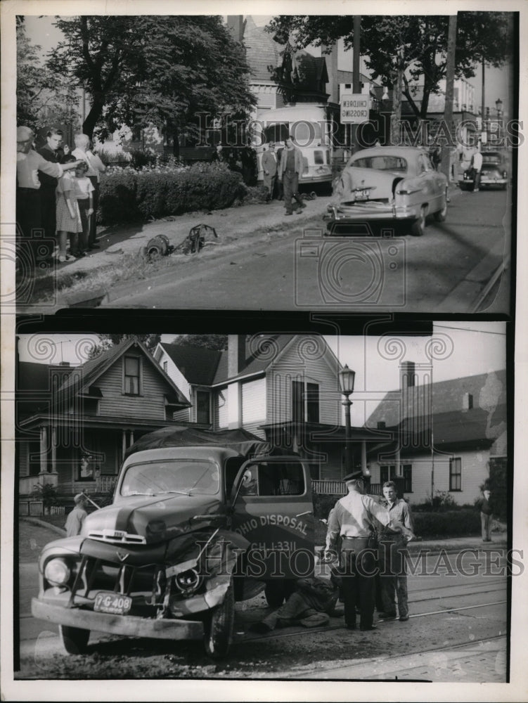 1952 Press Photo Lela Webber&#39;s Parked Car Hit By Freddie Rice CTS Express Truck - Historic Images