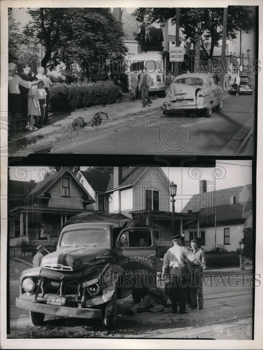 1952 Press Photo Lela Webber's Parked Car Hit By Freddie Rice CTS Express Truck - Historic Images