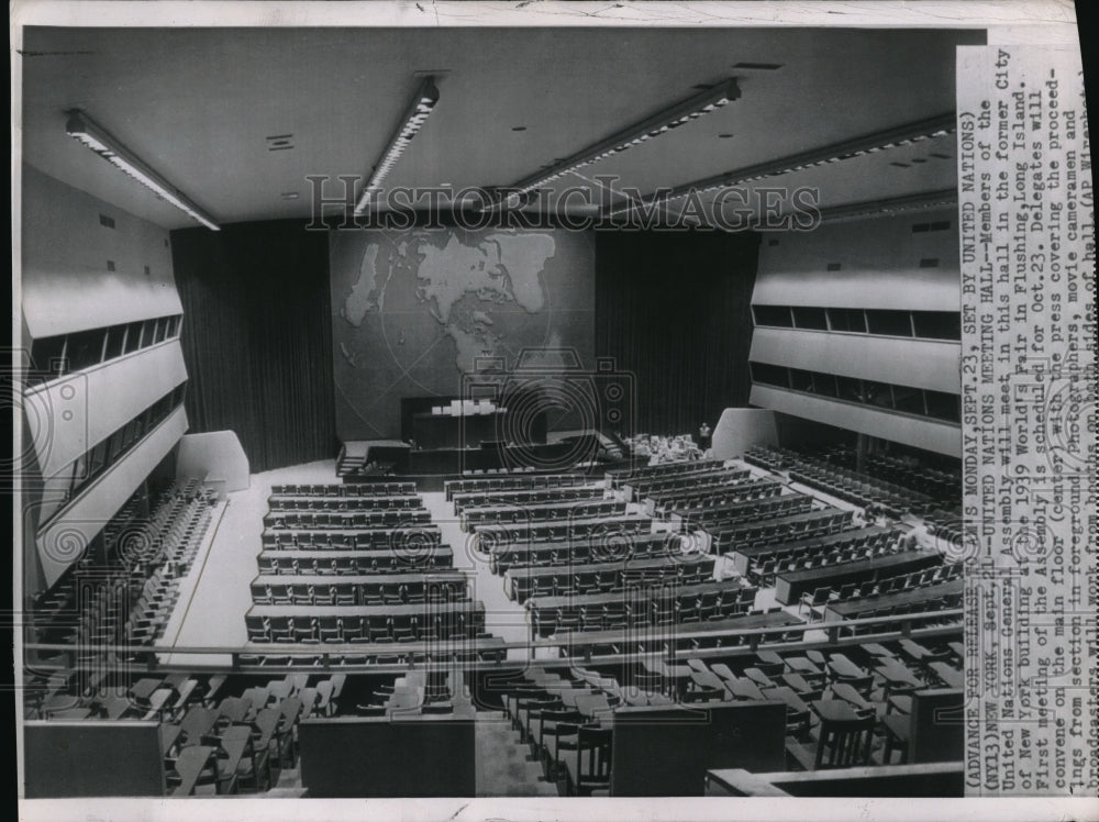 1946 Press Photo United Nations meeting Hall in New Yorks Long Island - Historic Images