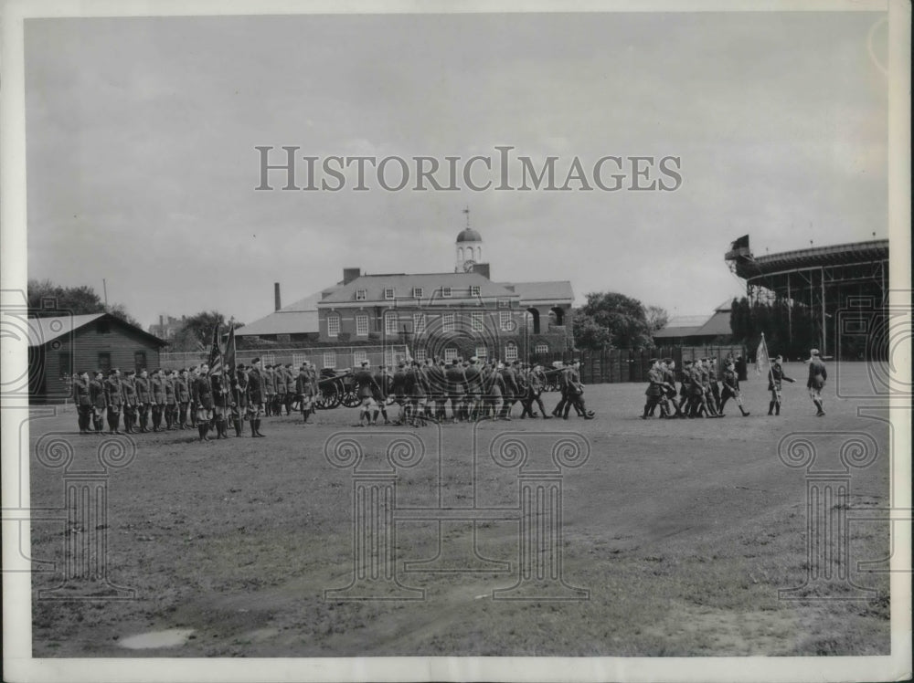 1938 Press Photo Harvard Reserve Officer Training Corps Marching Drill Cambridge - Historic Images