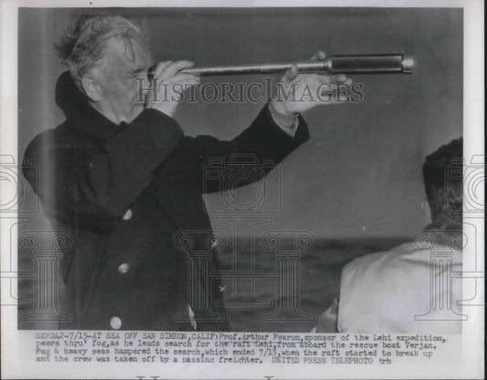 1954 Press Photo Prof Arthur Fearon Lehi Expedition saved by freighter - Historic Images