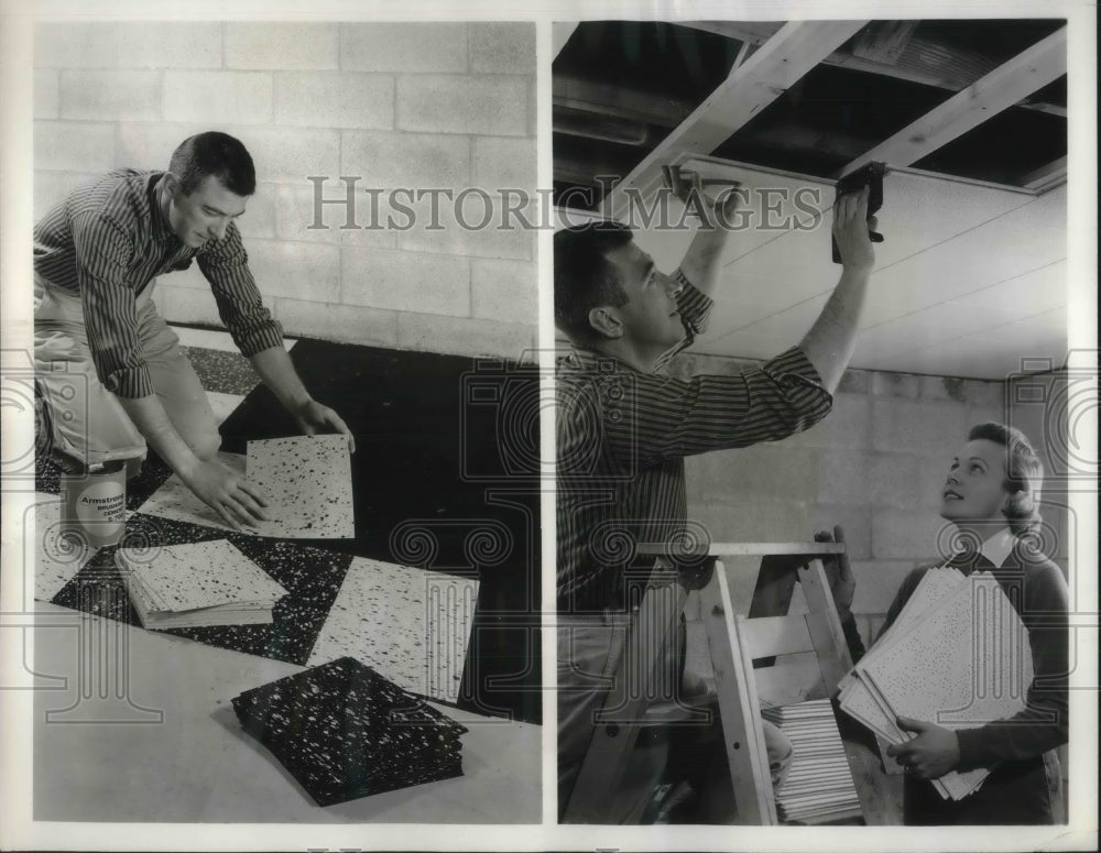 1960 Press Photo A couple doing do it yourself home remodeleing - Historic Images