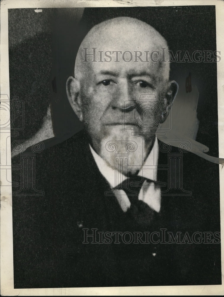 1934 Press Photo John Yontz Shoop Old Man With Bald Head Big Ears And Goatee - Historic Images