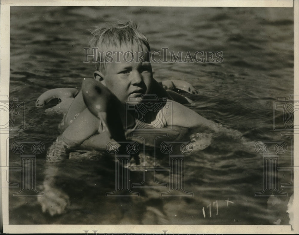 1929 Press Photo Kay Wagner son of W.E.Wagner in his daily swim at Miami Beach - Historic Images
