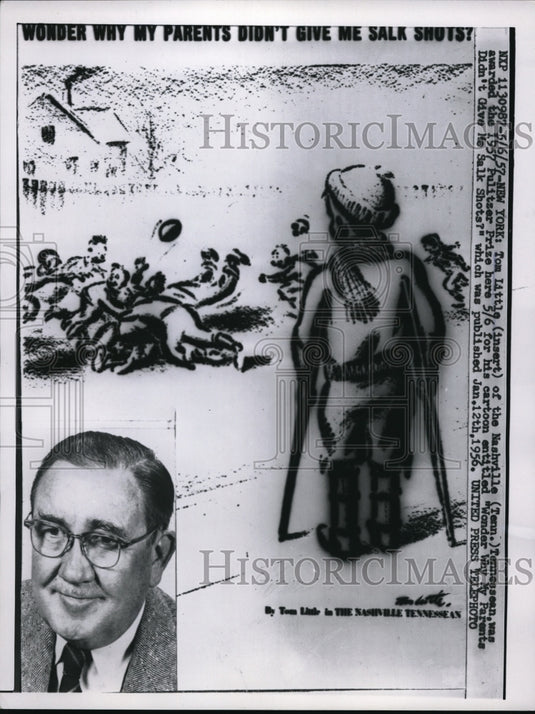 1957 Press Photo Tom Little Pulitzer Prize Salk Shot Cartoonist From Nashville - Historic Images