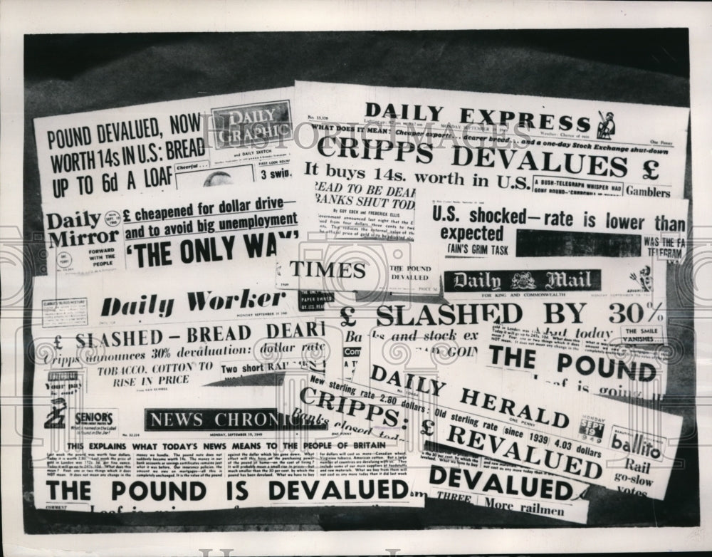 1949 Press Photo Britain&#39;s devaluation of the pound sterling. London, England- Historic Images