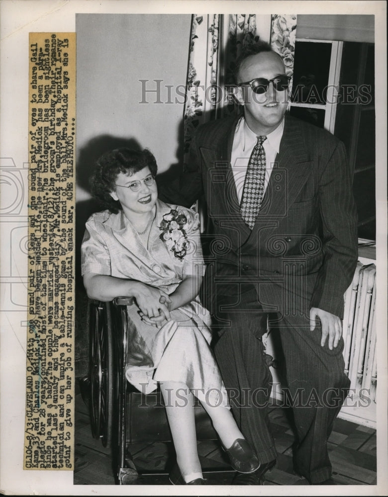 1952 Press Photo Gail Kane and charles Madick have been wedded - Historic Images