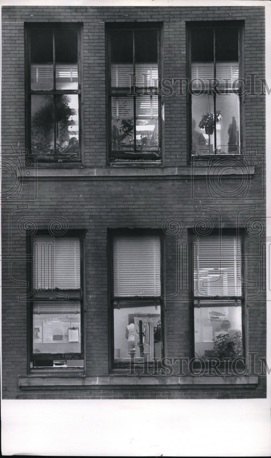 1976 Press Photo Plants in Windows of 5th & 6th Floor of a Building - Historic Images