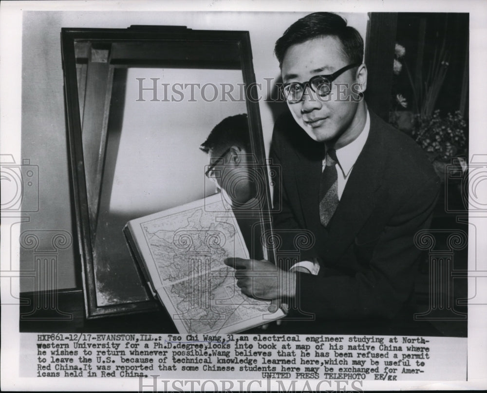 1954 Press Photo Tso Chi Wang Electrical Engineer Northwestern University - Historic Images