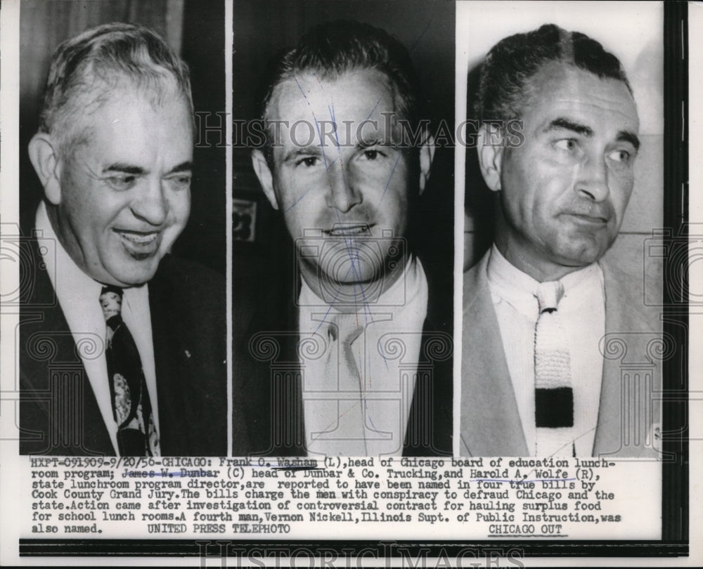 1956 Press Photo Frank Washam (L) and Harold Wolfe (R) Center Photo NOT Dunbar - Historic Images