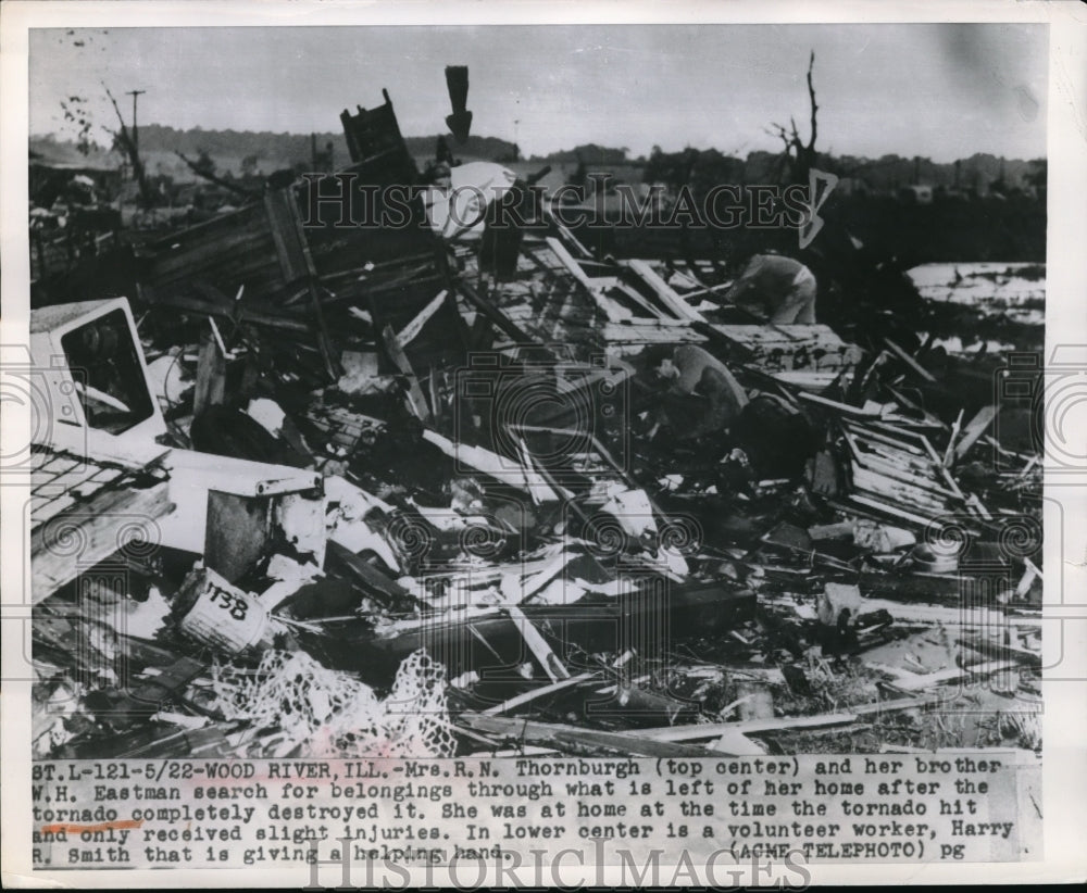 1949 Press Photo Homes destroyed by Illinois tornado - Historic Images