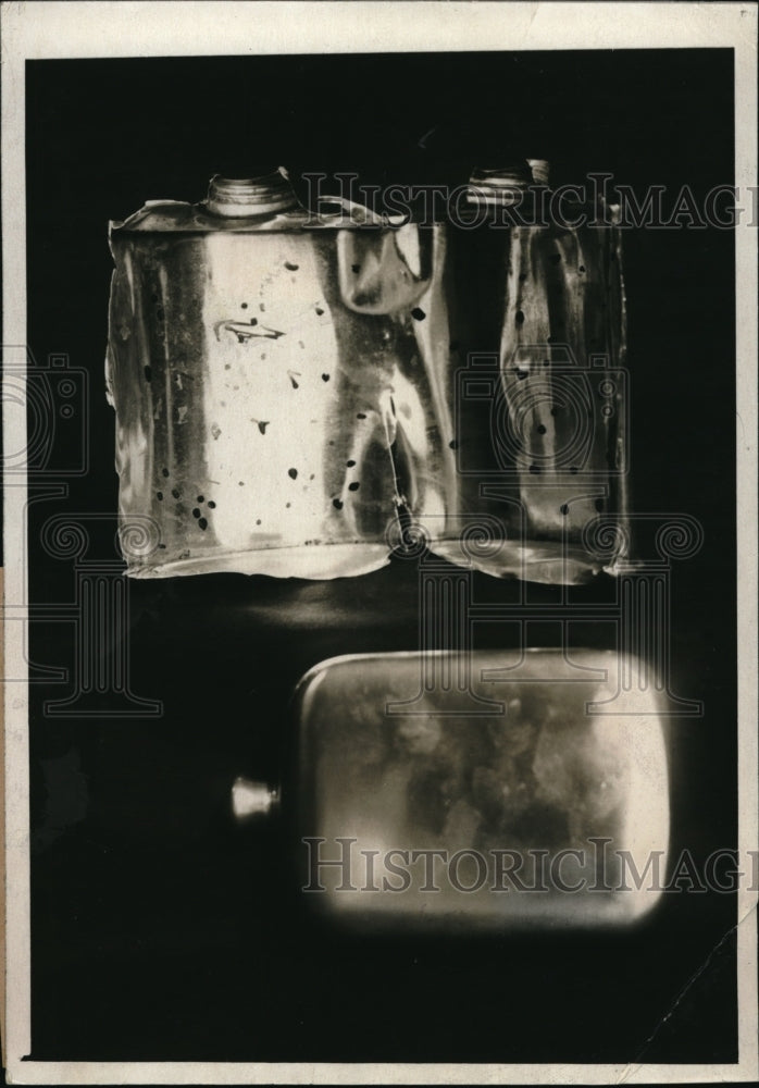 1923 Press Photo Silver Plated Flask With Deadly metallic Poison - nec65110 - Historic Images