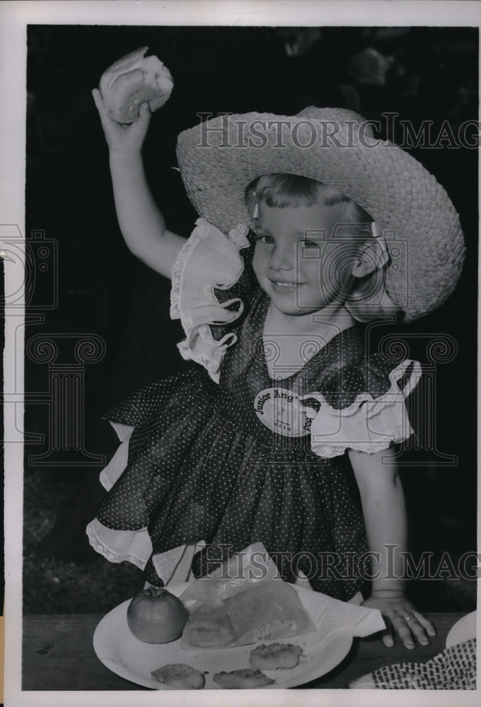 1953 Press Photo Two year old Gail Zorojeski champ at angling has - nec65355 - Historic Images