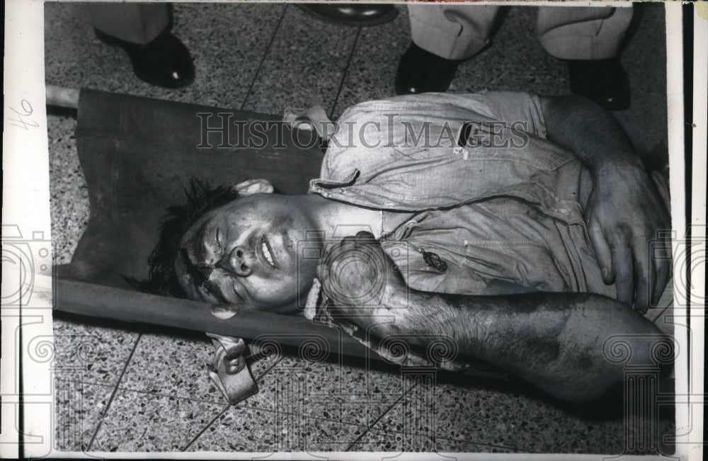 1957 Press Photo Victim wounded during Utah State prison riots - Historic Images