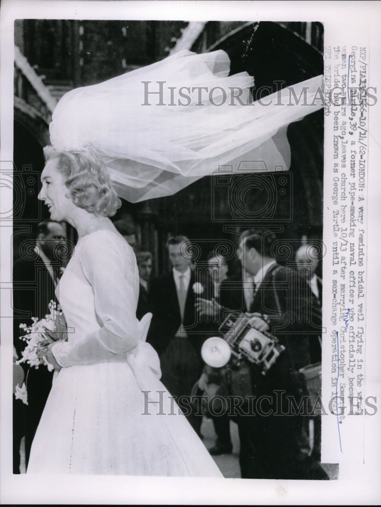1962 Press Photo London Georgina Turkle weds Christopher Sommerhut - Historic Images