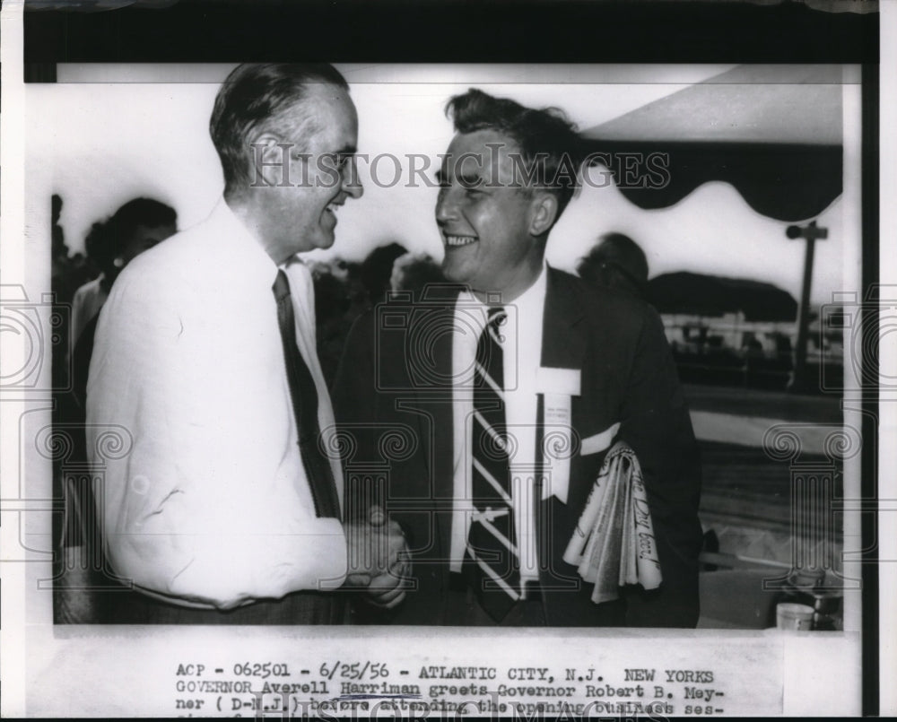 1956 Press Photo Atlantic City, Nj Gov Robert Mayner and Averell Harriman - Historic Images