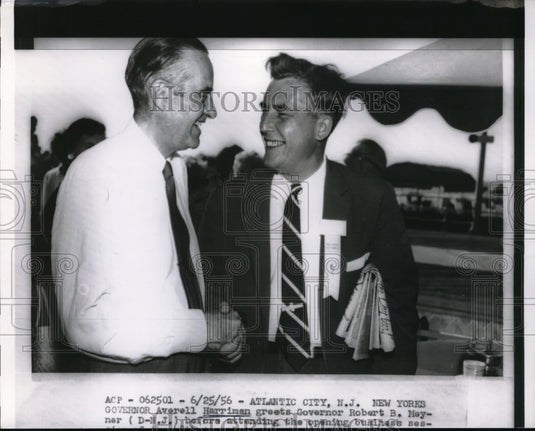 1956 Press Photo Atlantic City, Nj Gov Robert Mayner and Averell Harriman - Historic Images
