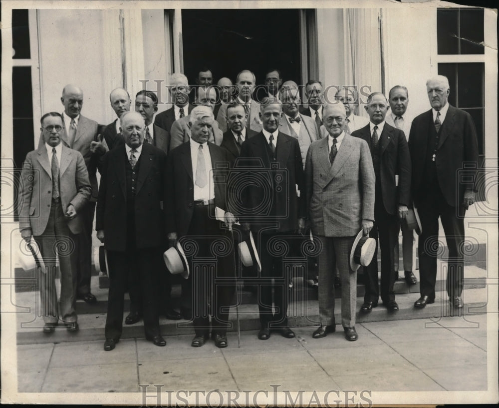 1930 Press Photo Bankers to confer with Pres Hoover, C Hendricks, JH Stanley,E S - Historic Images