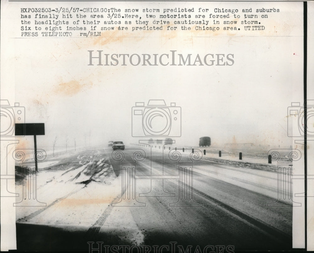 1957 Press Photo Chicago Snow Storm - Historic Images