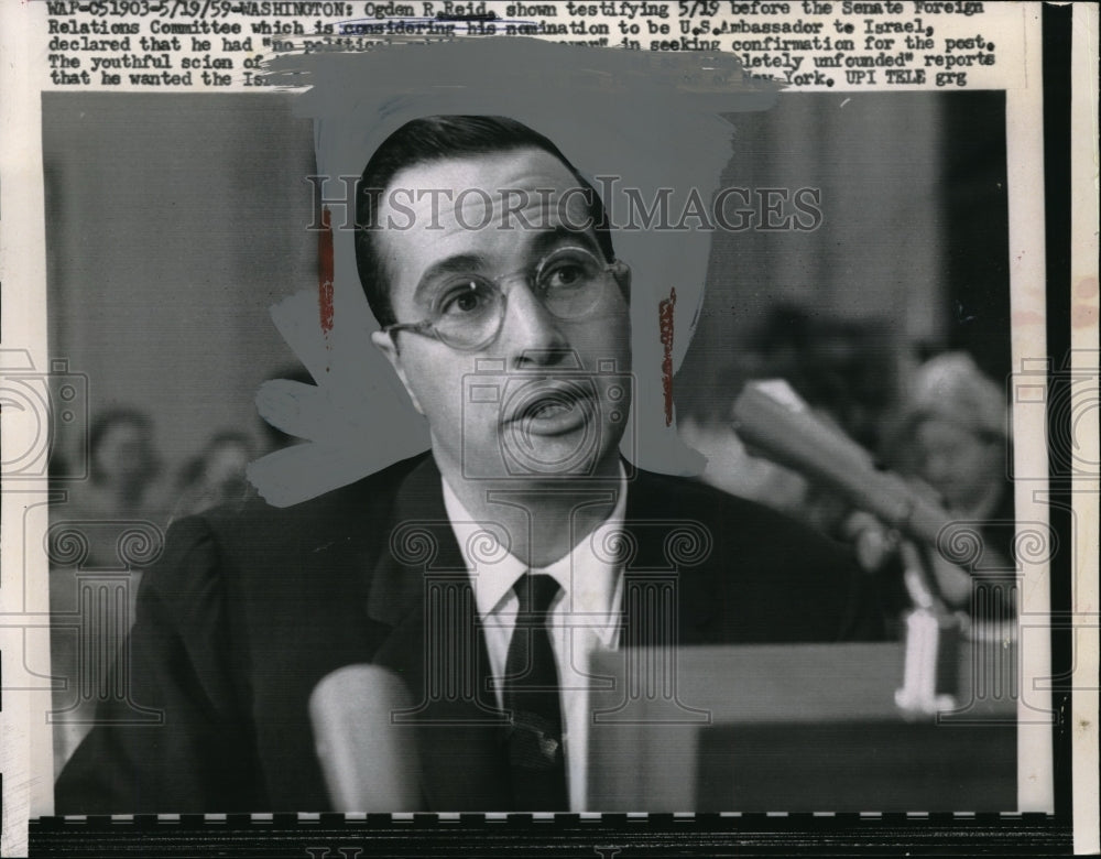 1959 Ogden Reid testifies before Senate Foreign Relations Committee - Historic Images