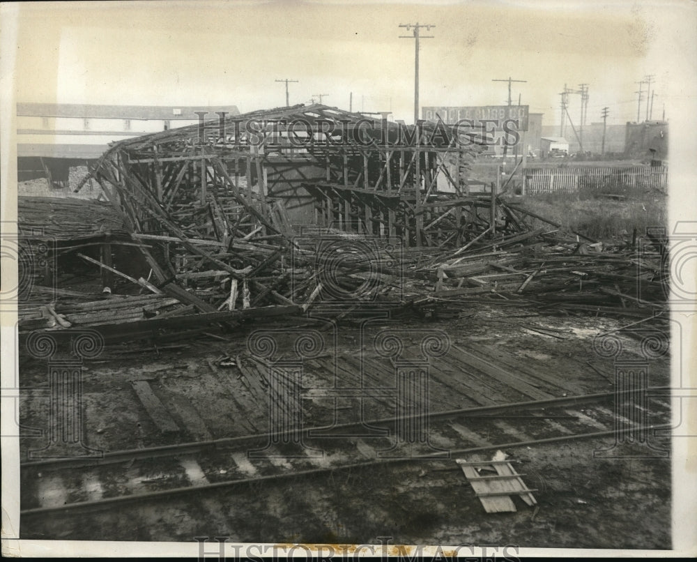 1931 Press Photo Hoffman Lumber Company Jersey City Building Wrecked By Fire - Historic Images