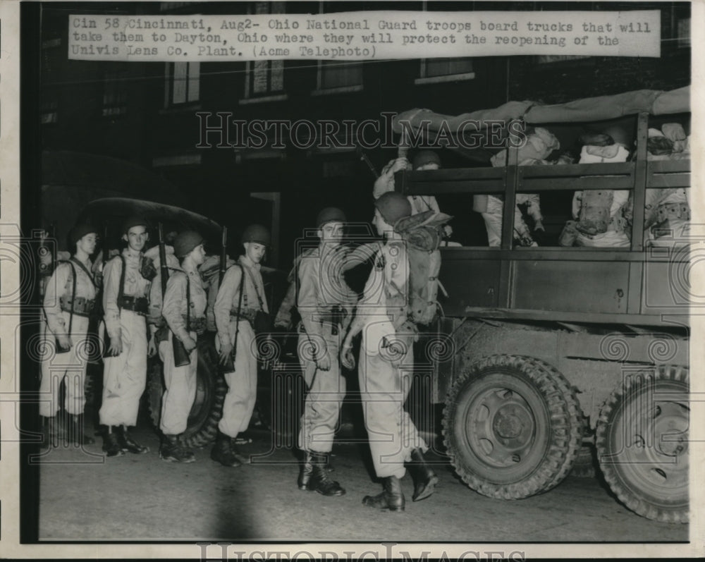 1948 Press Photo National Guard called during strike of Univis Lens Co in OH - Historic Images